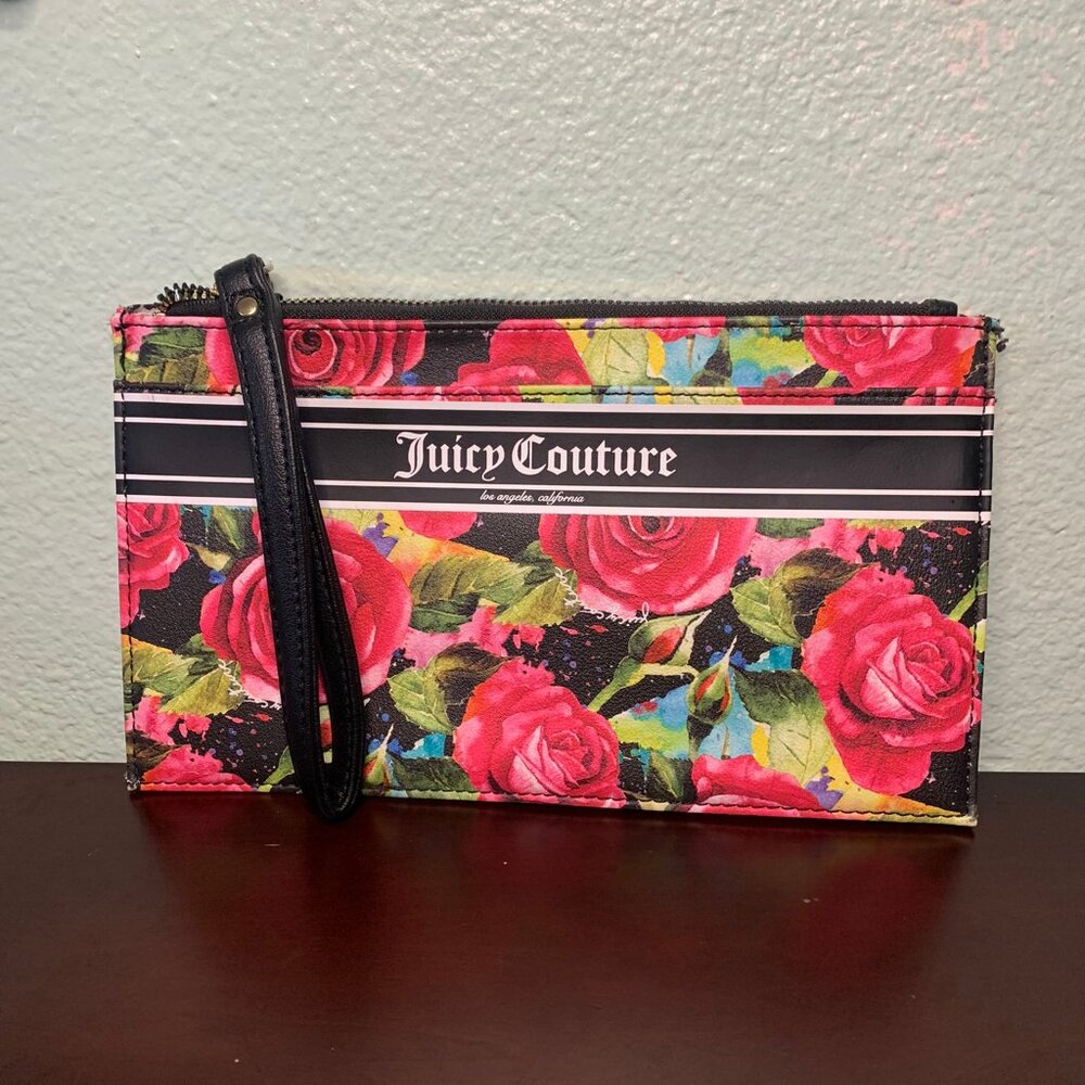 JUICY COUTOUR pink floral print clutch
